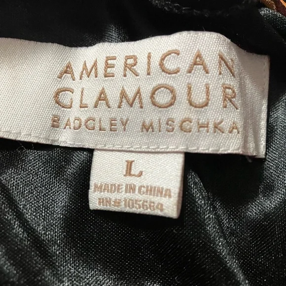 Badgley Mischka Red and Black Blouse with Geometric Pattern - Picture 3 of 7